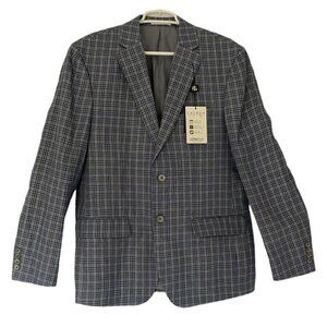 LAUREN RALPH LAUREN, Men's checkered suit jacket, by Linen, Blue. NWT.